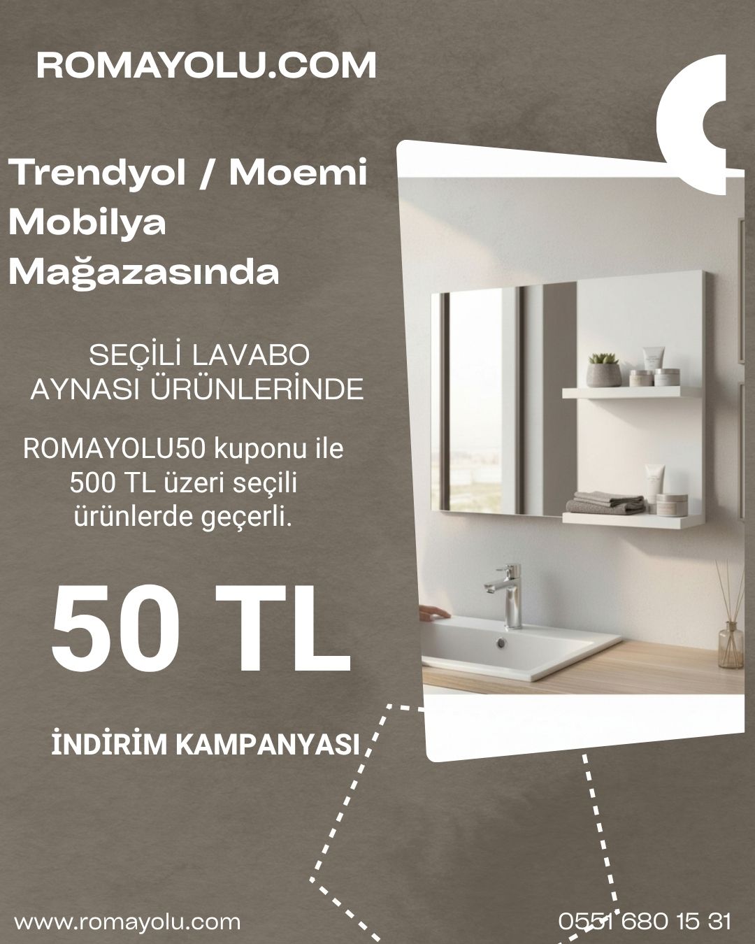 Moemi Mobilyada 50 TL İndirim Kuponu kampanya görseli