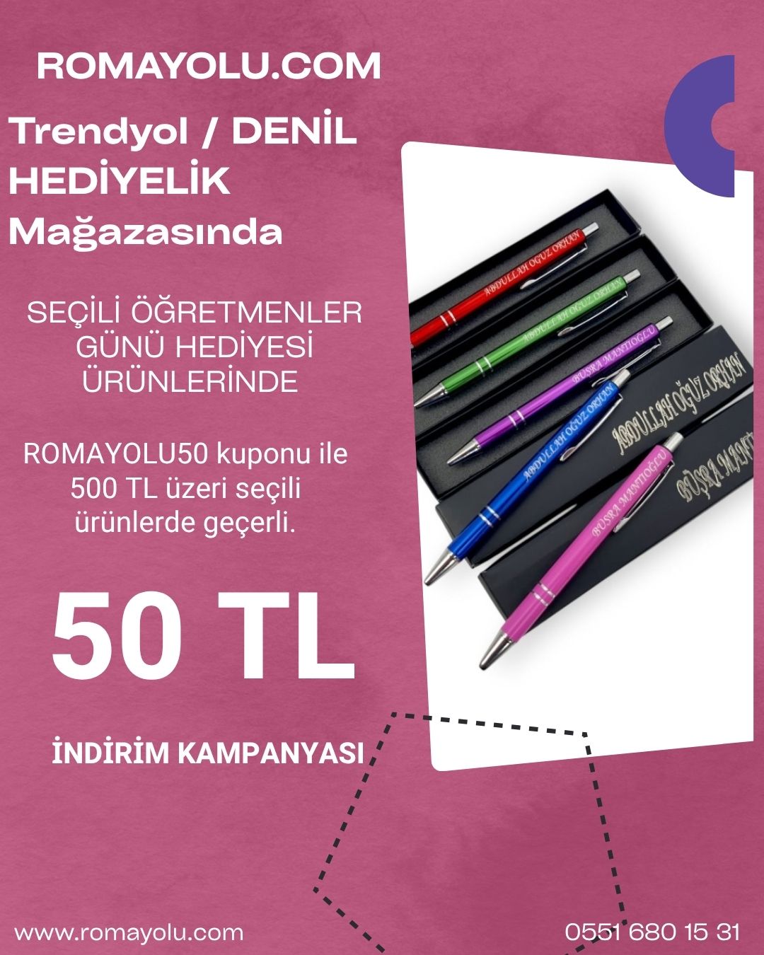 Denil Hediyelik Mağzasında 50 TL İndirim Kuponu kampanya görseli
