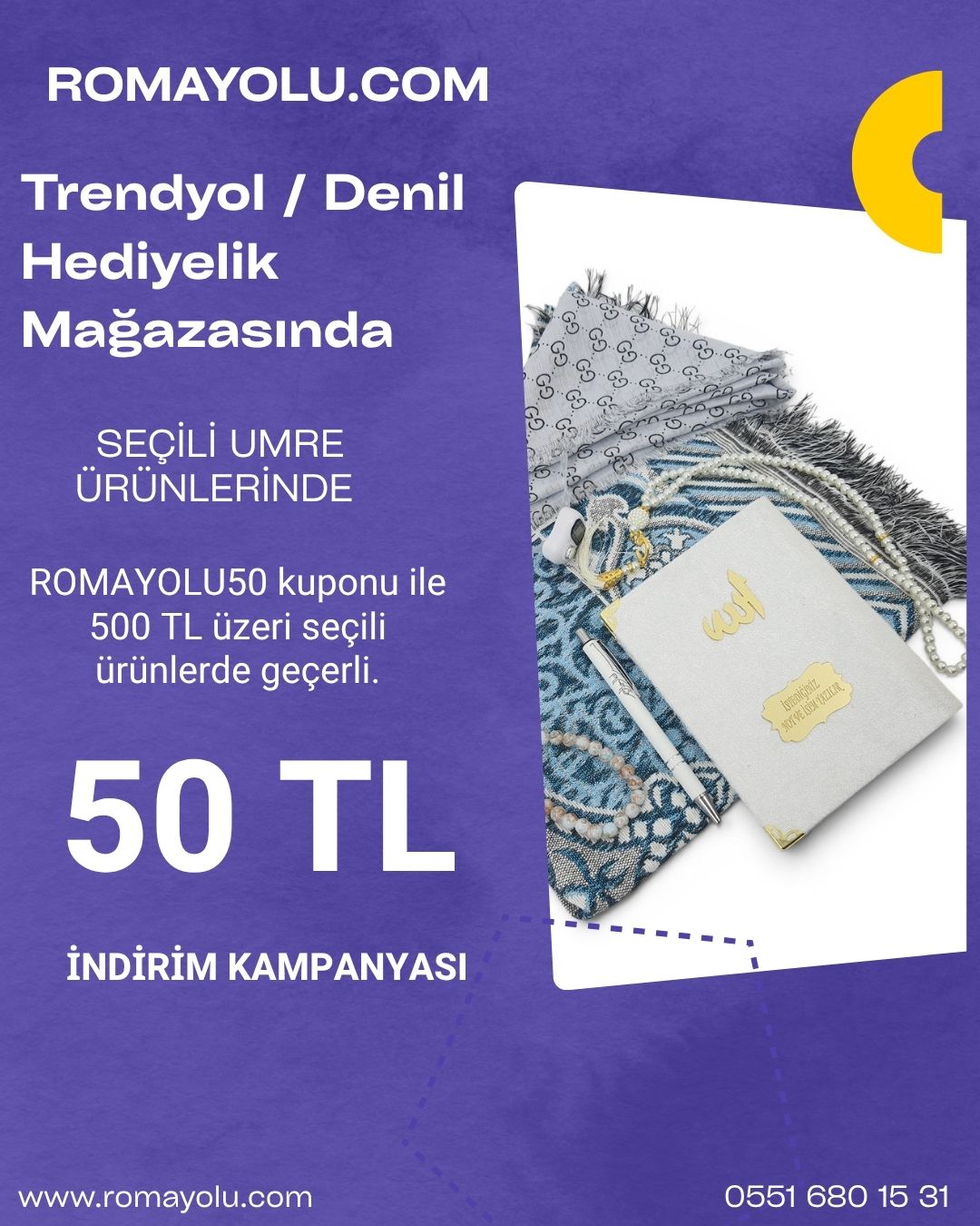 Denil Hediyelik Mağzasında 50 TL İndirim Kuponu kampanya görseli